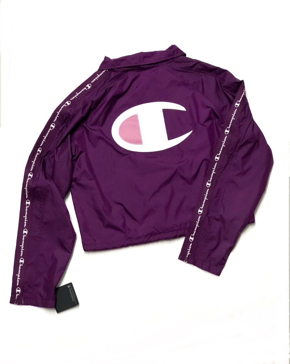 Champion Womens Coaches Jacket Windbreaker Spring Coat Size M Pink Purple Med